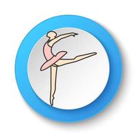 runda knapp för webb ikon, balett, kvinna. knapp baner runda, bricka gränssnitt för Ansökan illustration på vit bakgrund vektor