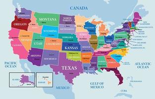 förenad stater av Amerika Karta område mall vektor