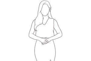 Geschäftsfrau posieren selbstbewusst Hand gezeichnet Vektor Illustration