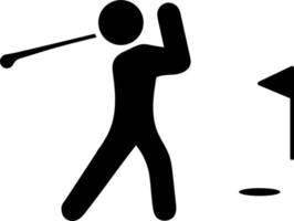 spelar golf svart ikon, vektor tecken på isolerat bakgrund. spelar golf begrepp symbol, illustration. vektor ikon