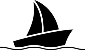 eben Stil Illustration von ein modern Segeln Yacht auf das Meer. das Yacht ist begleitet durch Vögel und Fisch. Illustration zum Ferien Reise, Freizeit oder Sport Segeln und Angeln. Vektor Symbol