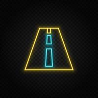 runda, motorväg neon ikon. blå och gul neon vektor ikon. transparent bakgrund