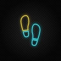 Schritt, Fuß Neon- Symbol. Blau und Gelb Neon- Vektor Symbol. transparent Hintergrund