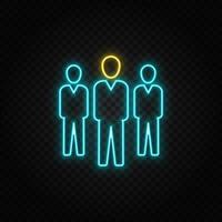 Geschäftsmann, Gruppe Neon- Symbol. Blau und Gelb Neon- Vektor Symbol. transparent Hintergrund