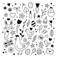 Lycklig påsk sömlös mönster. vektor söt mönster för barn kläder, textil- med påsk rebbits och ägg. hand dragen klotter illustration. påsk tecknad serie tecken.