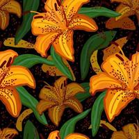 Vektor nahtlos Blumen- Muster mit Tiger Lilien.