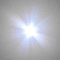 glöd ljus effekt med vit och blå gnistor lysande med särskild ljus. vit lysande ljus. starlight från strålar. de Sol är upplyst. ljus skön stjärna. Sol ljus. eps10. vektor