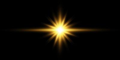 golden Stern, auf ein schwarz Hintergrund, das bewirken von glühen und Strahlen von Licht, glühend Beleuchtung, Sonne.Vektor. vektor