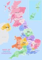 detaljerad färgrik vektor Karta av förenad rike bra storbritannien territorium