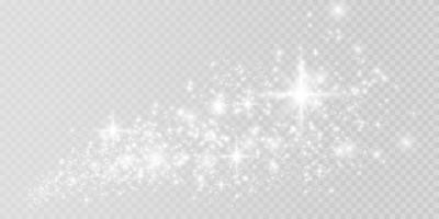 Weiß Bokeh Licht Beleuchtung bewirken Hintergrund. Weihnachten Hintergrund von leuchtenden Staub Weihnachten glühend Licht Bokeh Konfetti und Funke Overlay Textur zum Ihre Design. vektor