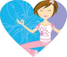 süß Karikatur meditieren Yoga Mädchen im Herz Illustration vektor