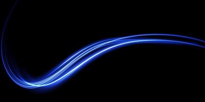 abstrakt ljus rader av rörelse och hastighet i blå. ljus varje dag lysande effekt. halvcirkelformig Vinka, ljus spår kurva virvla runt vektor