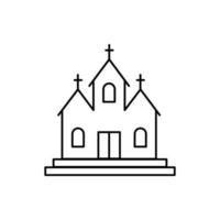 kyrka byggnad tecken svart tunn linje ikon. vektor