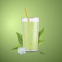 realistisk detaljerad 3d japansk matcha latte glas kopp. vektor