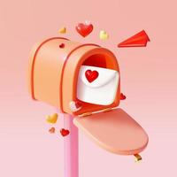 3d Liebe Briefkasten Valentinsgrüße Tag Urlaub Konzept Plastilin Karikatur Stil. Vektor