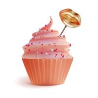 realistisch detailliert 3d Cupcake oder dekoriert Muffin. Vektor