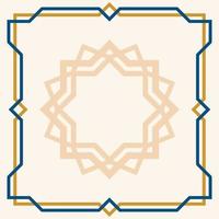 arabicum islamic geometri ram med en mönster av 15 geometrisk vinklar, grädde, guld och blå vektor