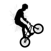 freestyle bmx cykel spelare silhuett. vektor illustration