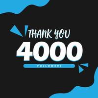 tacka du 4000 följare fira hälsning kort mall för social nätverk. vektor
