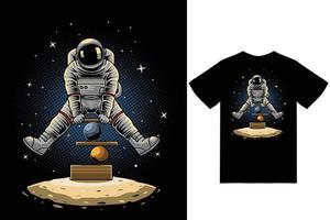 astronaut cirkus illustration med tshirt design premie vektor