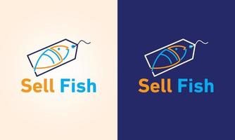 Verkauf Fisch Logo Design mit Etikett vektor