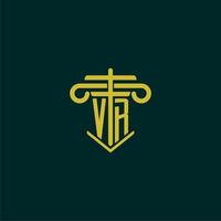 vr Initiale Monogramm Logo Design zum Gesetz Feste mit Säule Vektor Bild