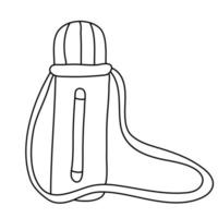 Hand gezeichnet Vektor Illustration von ein Thermosflasche Flasche zum Wandern im Gekritzel Stil auf Weiß Hintergrund. isoliert schwarz Umriss. Camping und Tourismus Ausrüstung.