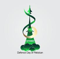 6:e september. Lycklig försvar dag med siffra 6 och pakistan luft tvinga flygplan med stjärna och måne vektor