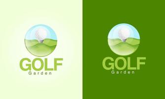 Golf Logo Design mit Garten vektor