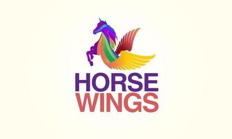 bunt Pferd Logo Design mit Flügel vektor
