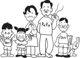 Familie Karikatur Gekritzel kawaii Anime Färbung Seite süß Illustration Zeichnung Charakter Chibi Manga vektor
