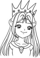 Prinzessin Karikatur Gekritzel kawaii Anime Färbung Seite süß Illustration Zeichnung Clip Kunst Charakter Chibi Manga Comic vektor