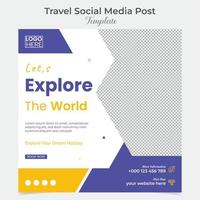 Urlaub Tourismus und Reise Sozial Medien Post und Platz Flyer Post Banner Vorlage Design vektor
