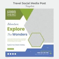 turism och resa Semester semester social media posta och fyrkant flygblad posta baner mall design vektor