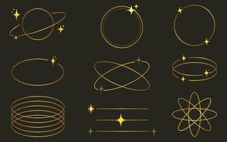 modern minimalistisch ästhetisch linear Gold Rahmen, Bögen, Sterne und Elemente vektor