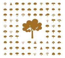 einstellen golden Bäume Symbol. Vektor Illustration.