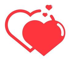 tecken av två ansluten hjärtan. kärlek, ömsesidig känslor. röd på vit bakgrund vektor