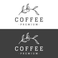 Logo Design von Arabica Kaffee Tasse und Kaffee Pflanze Hand gezeichnet Jahrgang style.logo zum Geschäft, Cafe, Restaurant, Abzeichen und Kaffee Geschäft. vektor