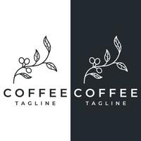 logotyp design av arabica kaffe kopp och kaffe växt hand dragen årgång style.logotyp för företag, Kafé, restaurang, bricka och kaffe affär. vektor
