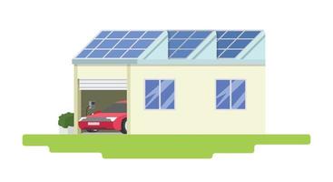 vektor eller illustratör av ikon sol- tak teknologi. elektrisk fordon bil i de Hem garage med elektrisk laddare. på isolerat vit bakgrund.