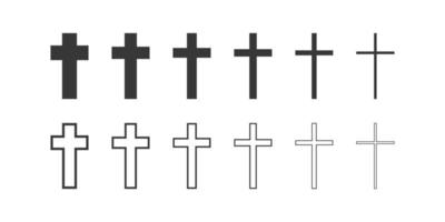 Christian Kreuz Vektor Symbole. einstellen von Christian kreuzen Symbol auf Weiß Hintergrund. Vektor Illustration.