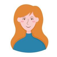 klotter platt ClipArt. enkel porträtt, avatar av en ung kvinna. Allt objekt är målade om. vektor