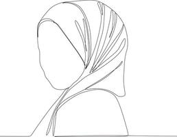 schön Frau im Hijab kontinuierlich Linie Kunst Zeichnung, Vektor, Abbildung vektor