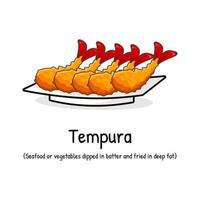 tempura eBI eller friterad räka japansk traditionell mat färsk vektor