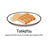 Tonkatsu japanisch Gericht von Schweinefleisch beschichtet im Semmelbrösel und gebraten asiatisch Essen vektor