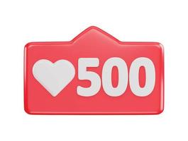 500 Sozial Medien Liebe reagieren Symbol 3d Rendern Vektor Illustration