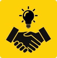 Licht Birne Idee Geschäft Zustimmung Handschlag oder freundlich Handschlag Linie Kunst Symbol zum Apps und Websites vektor