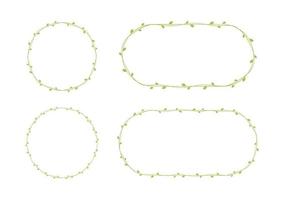 Grün Ranke Frames und Grenzen Satz, Blumen- botanisch Design Element Vektor Illustration