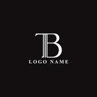 vektor kreativ brev tb monogram logotyp design ikon mall vit och svart bakgrund