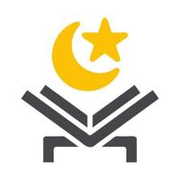 quran ikon fast grå gul stil ramadan illustration vektor element och symbol perfekt.